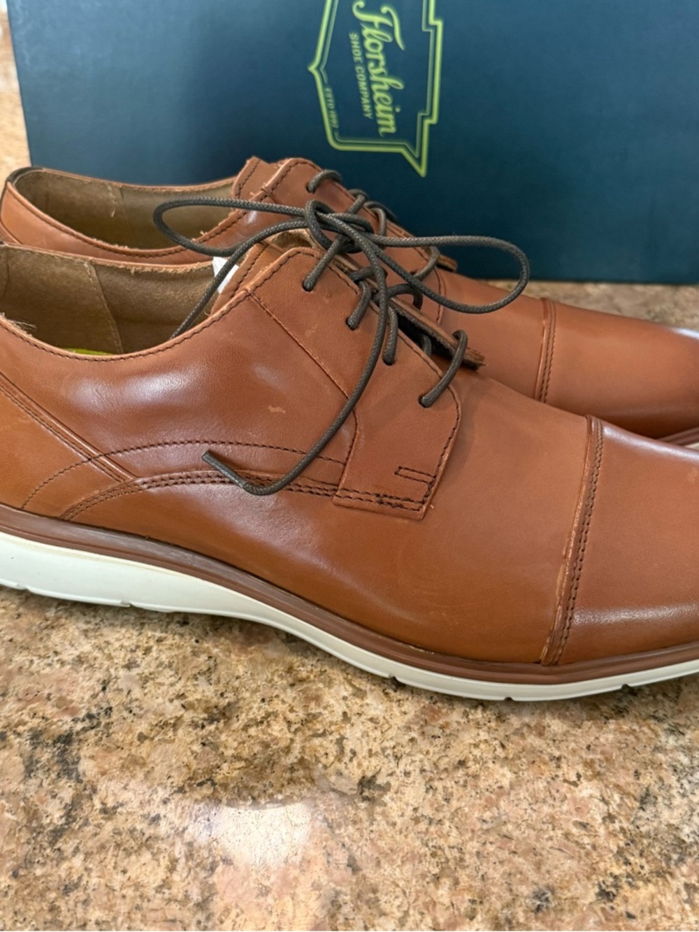 Florsheim Ignite Men's 8.5 Wide Tan Leather Lace-Up Oxford NIB